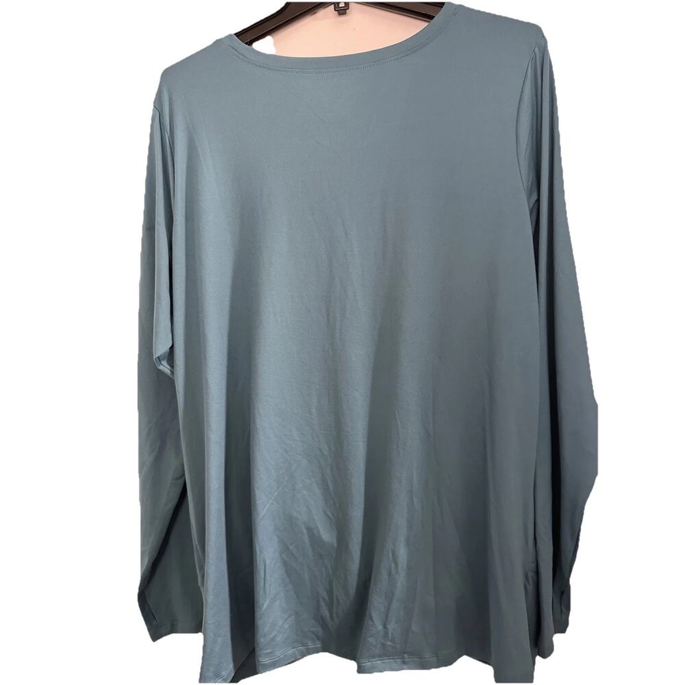 Tahari Sport Women’s 1X Twist Front Top Long Sleeve Stretch Athleisure Teal - Picture 4 of 4